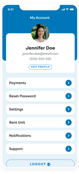 SmartStop my account screen