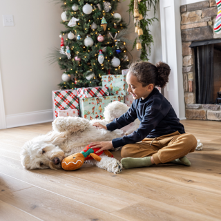 COREtec kid and dog on floor