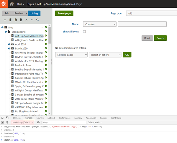 listing-selected-(2).png Shows the "Listing" pane selected.
